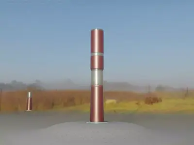 Dark Red Light-Column -8- Street-Light 9 Low-poly 3D model