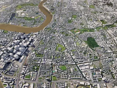 London Low-poly city of from space 3D model