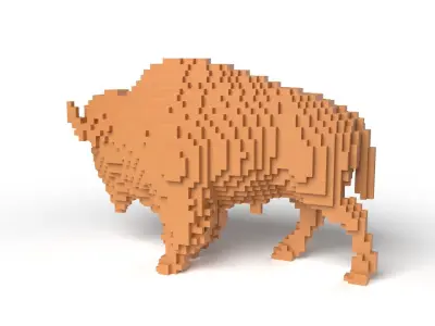 Bison Minecraft Voxel Low-poly 3D model