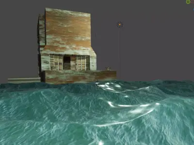 Marina And Sea Animation Low-poly 3D model