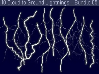 Realistic Lightnings Bundle 05 - 10 pack CG