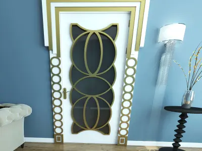 DOOR- MODERN-HANDLE-WALL -LIGHT-SOFA-TABLE 3D model