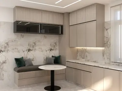 Modern Minimalist Kitchen 3D Model scene Low-poly 3D model