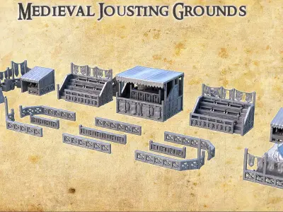 Medieval Jousting Grounds Tabletop Terrain 28 MM 3D print model
