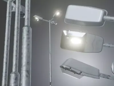 Street Light 5 Galvanized F3 M1 K0 A2 3000mm  Low-poly 3D model