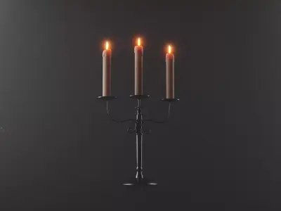 Gothic candle holder for 3 candles 3D model