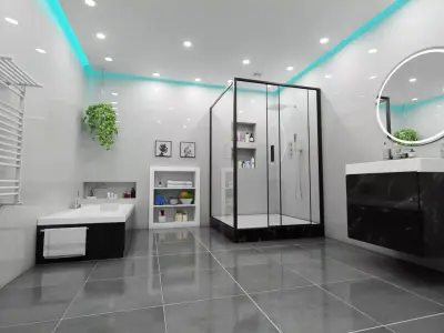 Modern Bathroom and Toilet 3D model