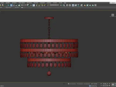 Perla 6 Light Chandelier Antiqued Gold Low-poly 3D model