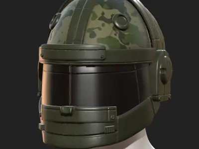 Helmet plastic mask combat fantasy futuristic  Low-poly 3D model