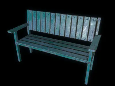 Bench trees low poly 6 texture options and high poly Low-poly 3D model