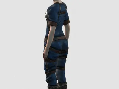 Steampunk rigged character woman Low-poly 3D model