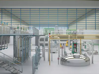 Factory production line 3D model