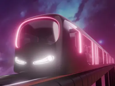 Sci-Fi Metro Train Low-poly 3D model