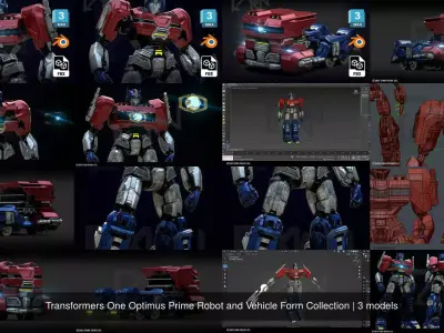 Transformers One Optimus Prime Robot and Vehicle Form Collection 3D Model Pack