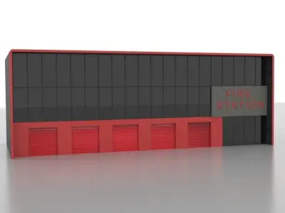 City Fire Station 7 Low-poly 3D model