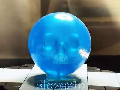 Transparent Skull Ball with Intricate Detailing 3D print model