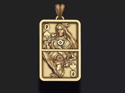 Spade queen playing card pendant light 3D print model