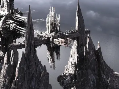 Archon Ship Cliff Ruins 1 3D model