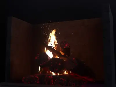 Burning Fire Setup Low-poly 3D model