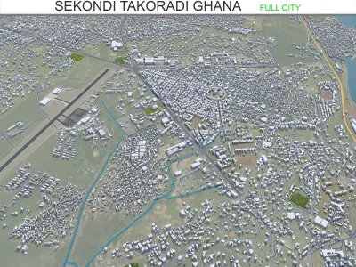 Sekondi Takoradi Ghana 20km AI Low-poly 3D model