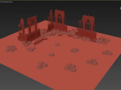 Shrine of the Aquila Ruin Backdrop Set Low-poly 3D model