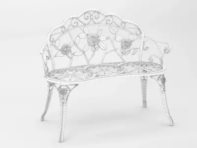 Garden bench Low-poly 3D model purchase