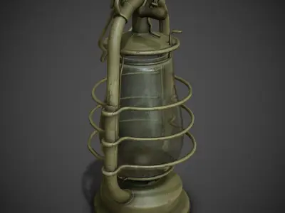 Vintage kerosene lantern Low-poly 3D model