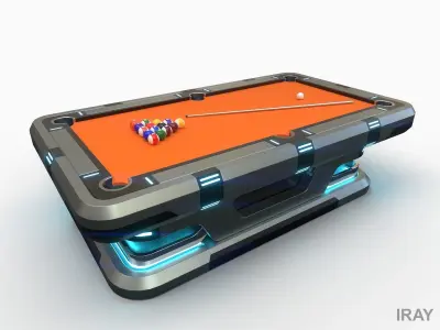 Lowpoly Scifi Pool Table Low-poly 3D model