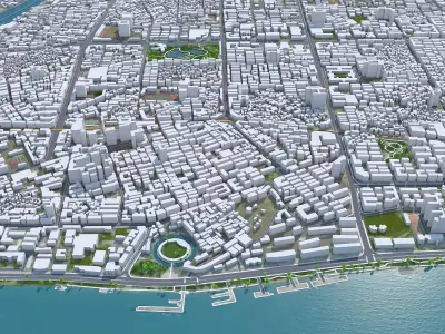 Shantou Guangdong Province China 90km AI Low-poly 3D model