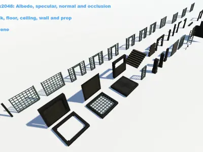 Modular Dungeon Kit with  Low-poly 3D model