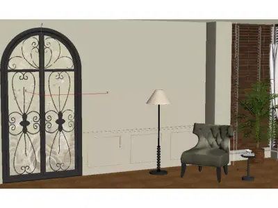 French velvet high back single chair 3D model