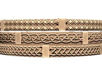 Greek Motifs Embossed Triple Bracelet Low-poly 3D model