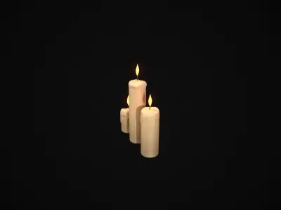 Melted Candles Set Low-poly 3D model