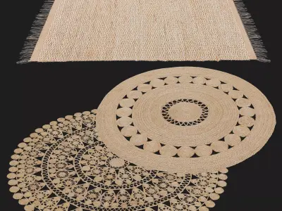 HM Home patterned jute rug and Ikea 3D model