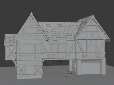 Medieval  house  Low-poly 3D model