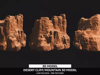 Desert Cliff Mountain 3D Model Low-poly 3D model