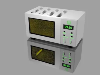 Microwave oven with lights Low-poly 3D model