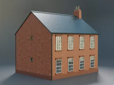 British brick house Low-poly 3D model