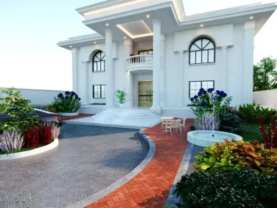3D Architectural Model Luxury Classical Villa  High-Quality Low-poly 3D model