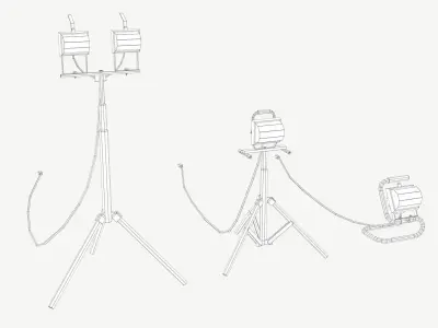 Halogen Work Lights Low-poly 3D model