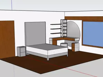 Modern Vanity Desk with Organic Mirror and Floating Shelves 3D model