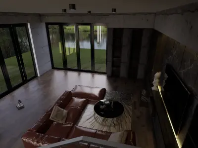 Living Room Modern Industrial  Low-poly 3D model