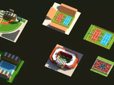 Low Poly Stadium Pack Low-poly 3D model