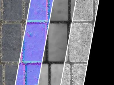 Pavement Materials 28- Slat Stone Paving - Pbr 4k Seamless Texture