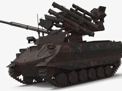  Combat Tank with Dual Armament and Sensor Systems Green Rust Rigged 