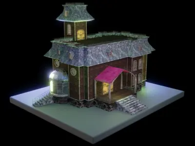 Addams  Family House Low-poly 3D model