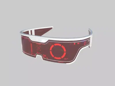 SciFi Glasses Visor 03 White Red - Character Design Fashion Low-poly 3D model