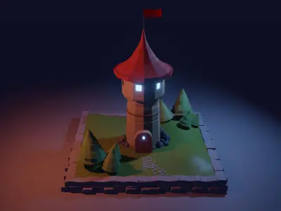 Fantasy tower low-poly model  Free low-poly 3D model