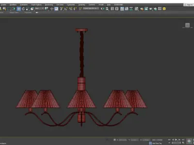 Fabric Copper Pendant Light Low-poly 3D model