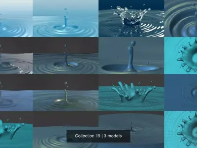 Water Crown Splash 3D Model Pack